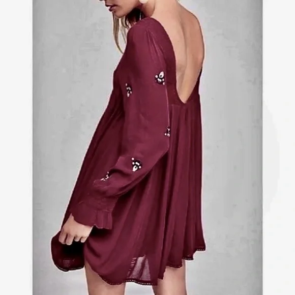 Free People Burgundy Embroidered Dress - Picture 9 of 15